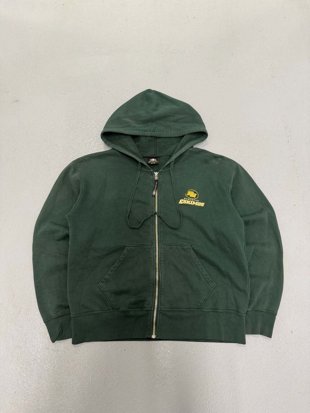 00s Green Bulletin Edmonton Eskimos CFL Zip Up Hoodie